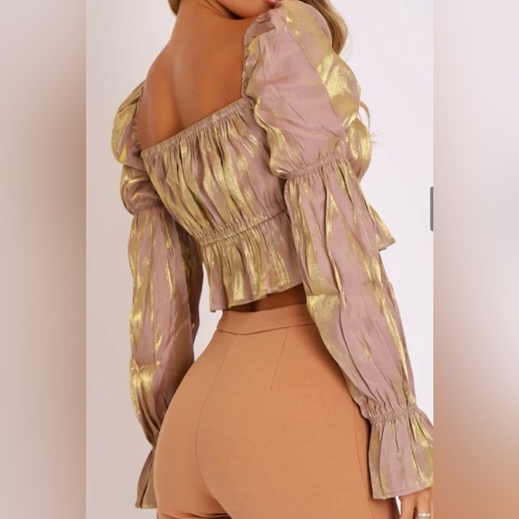 PRETTY LITTLE THINGS shoulder puff long sleeve crop sleeve crop top - Picture 3 of 10